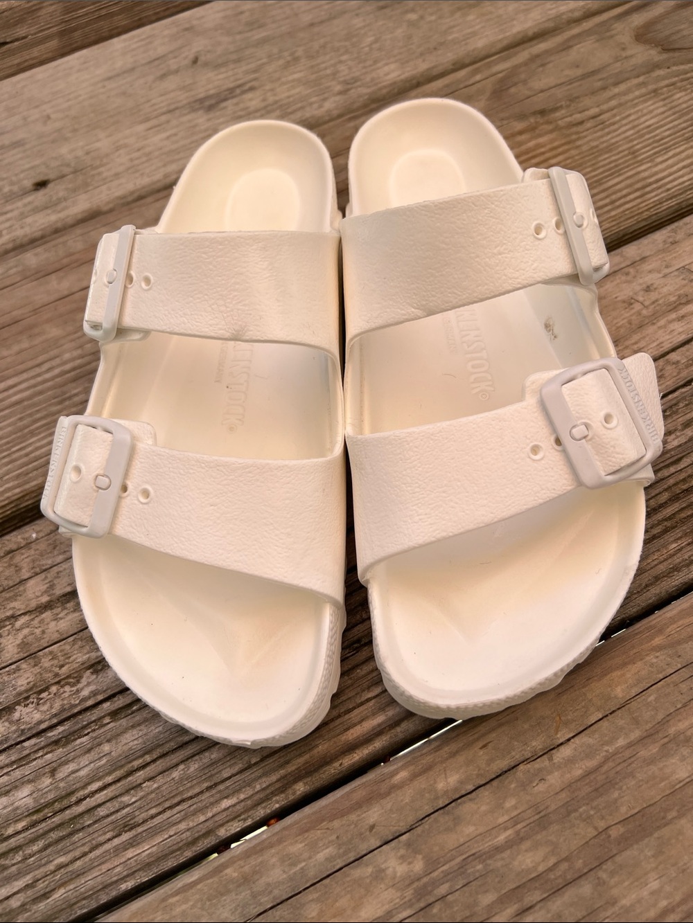 Birkenstock Arizona Eva White Double-Buckle Sandals sz 38